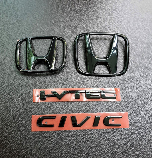 FOR REAR for HONDA for CIVIC 2015-21 for CIVIC FC FK BLACK Glossy LOGO EMBLEM BADGE SET
