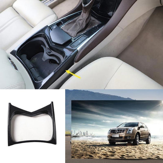 for Cadillac SRX 2010-15 ABS Carbon Fiber Console Water Cup Holder Frame Trim 1P