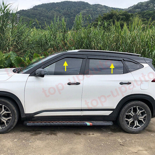 6PC for Kia Seltos 2020-2024 Black Window Visors Sun Rain Guard Vent Deflectors