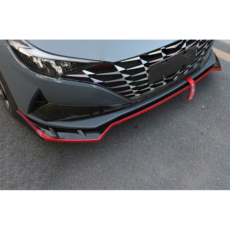 for Hyundai for Elantra 2021-23 BlackRed Front Bumper Lip Chin Splitter Spoiler Kit