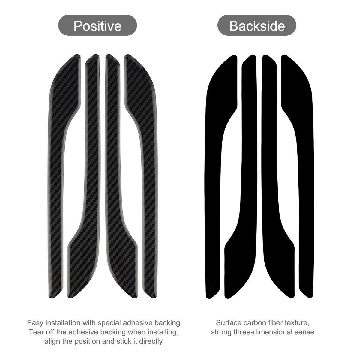 4-Piece Carbon Fiber Door Handle Decorative Covers for Model 3/Y- n