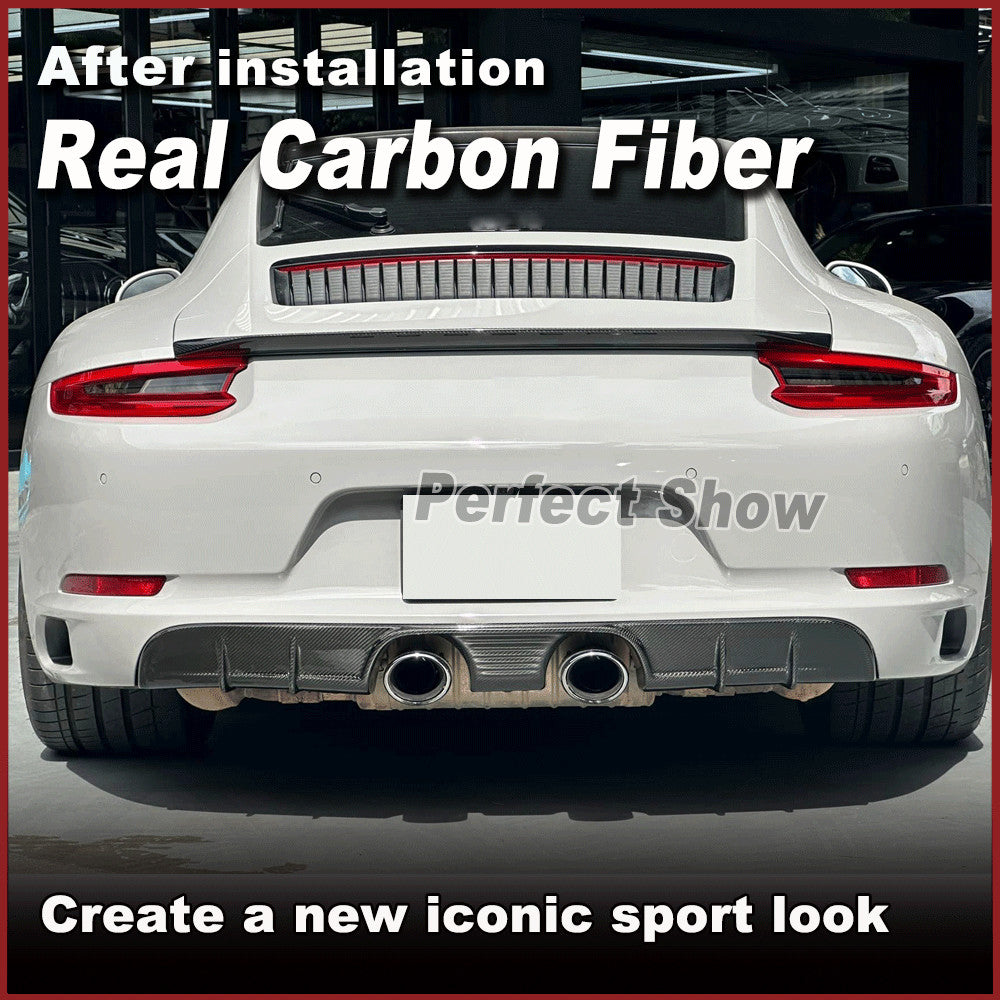 REAL Carbon Rear Trunk Wing Boot Spoiler Lip Fit for Porsche 911 991 2012-2018