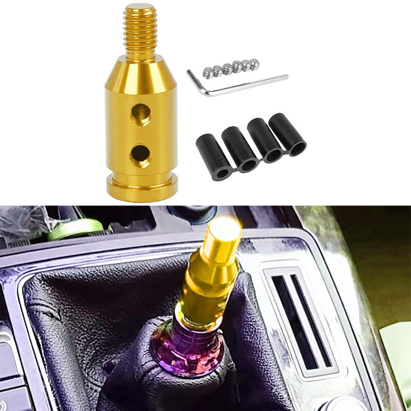 Gold Car Gear Shift Knob Adapter for Non Threaded Shifter M10 x 1.5 Universal