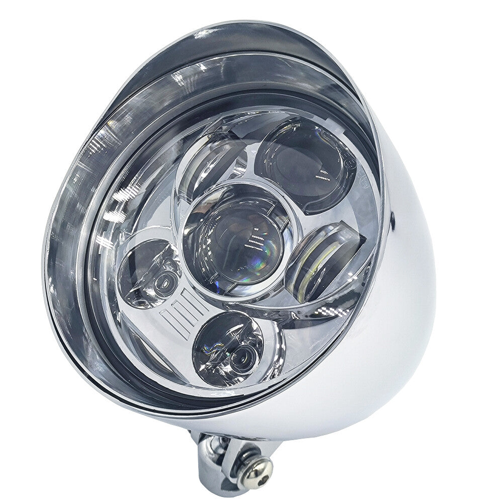 6Chrome Motorcycle LED Visor Headlight Lamp for Harley Bobber Chopper Universal