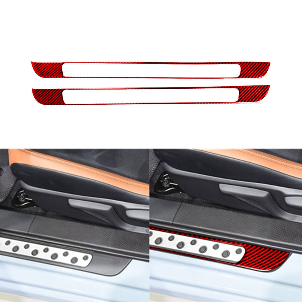 2Pcs Red Carbon Fiber Door Central Threshold Cover Trim for Toyota 86 for Subaru BRZ
