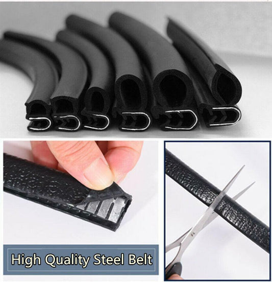 Rubber Sealing Strip for Car Door Covers and Trunk Trim Edge Molding - Black n