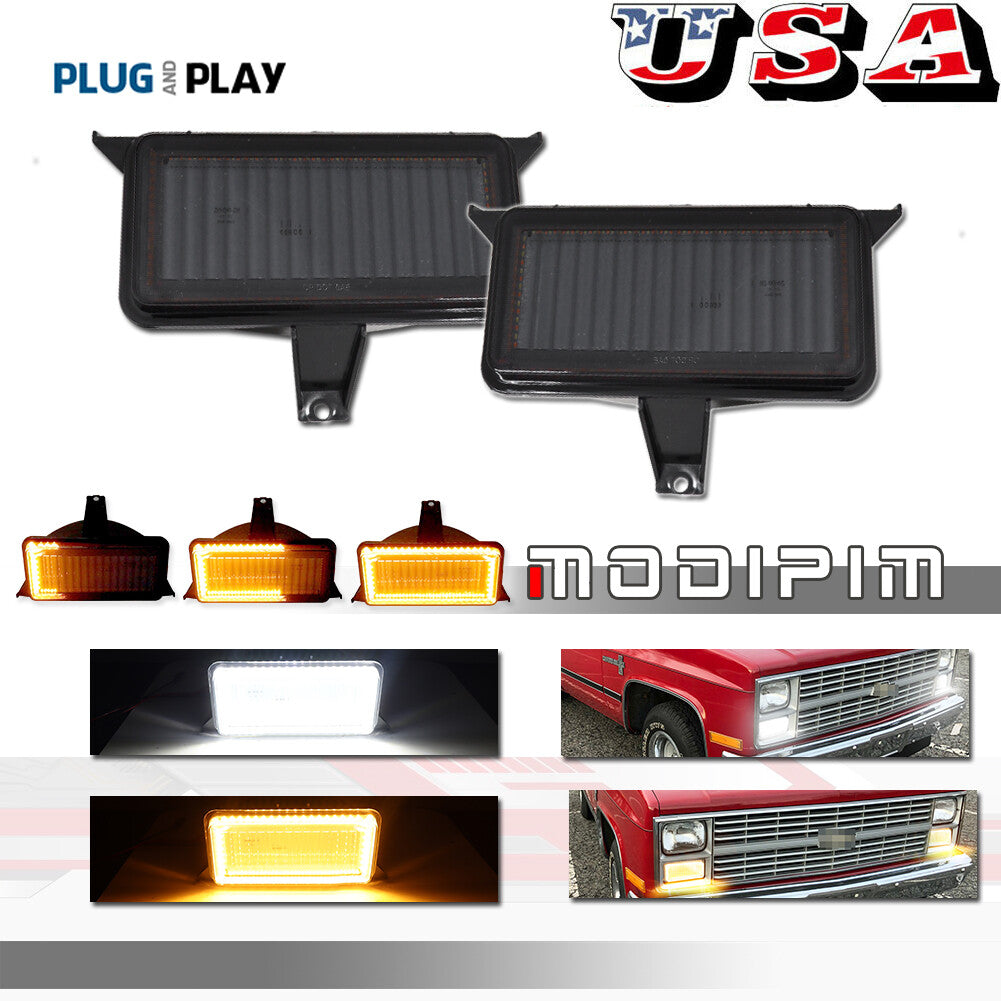 Suitable for GMC pickup truck smoke switch white amber LED DRL signal light- v