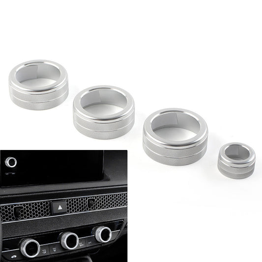 for Honda for Civic 11th 2022+ 4x Console AC Climate Control Knob Ring Cover Silver