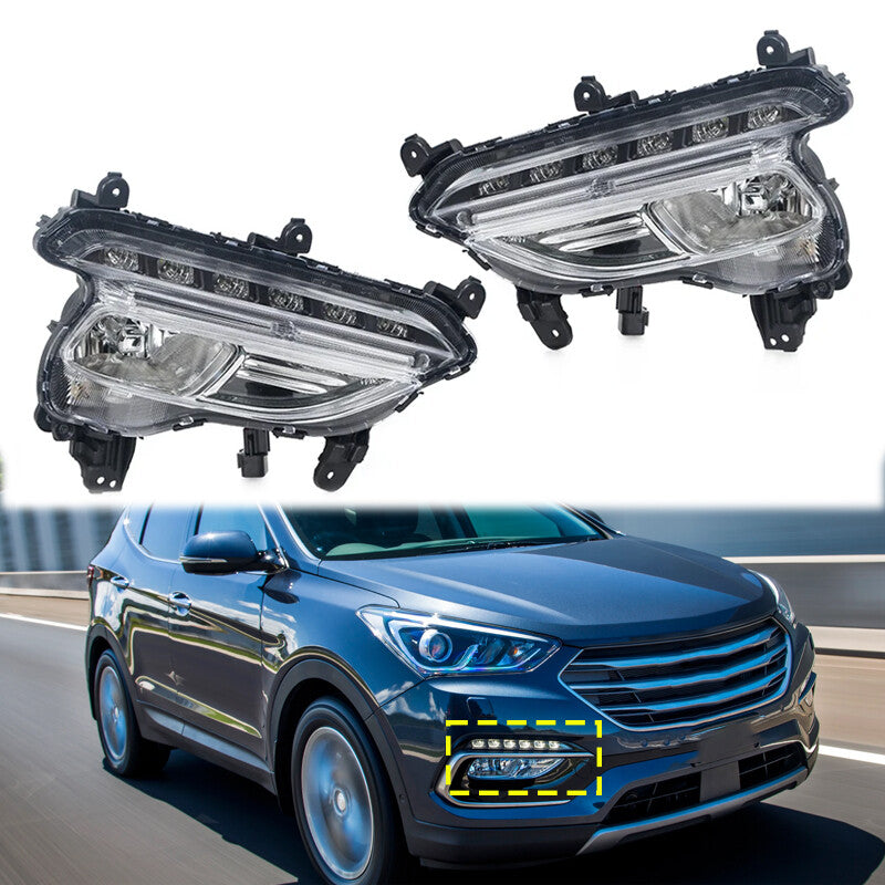for Hyundai Santa Fe Sport 2016-2018 Pair Front Fog Lamp Daytime Running Light