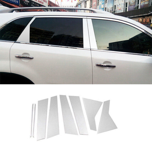 Steel Chrome Pillar Post Door Moulding Trim Mirror Cover for Kia Sorento 11-2015