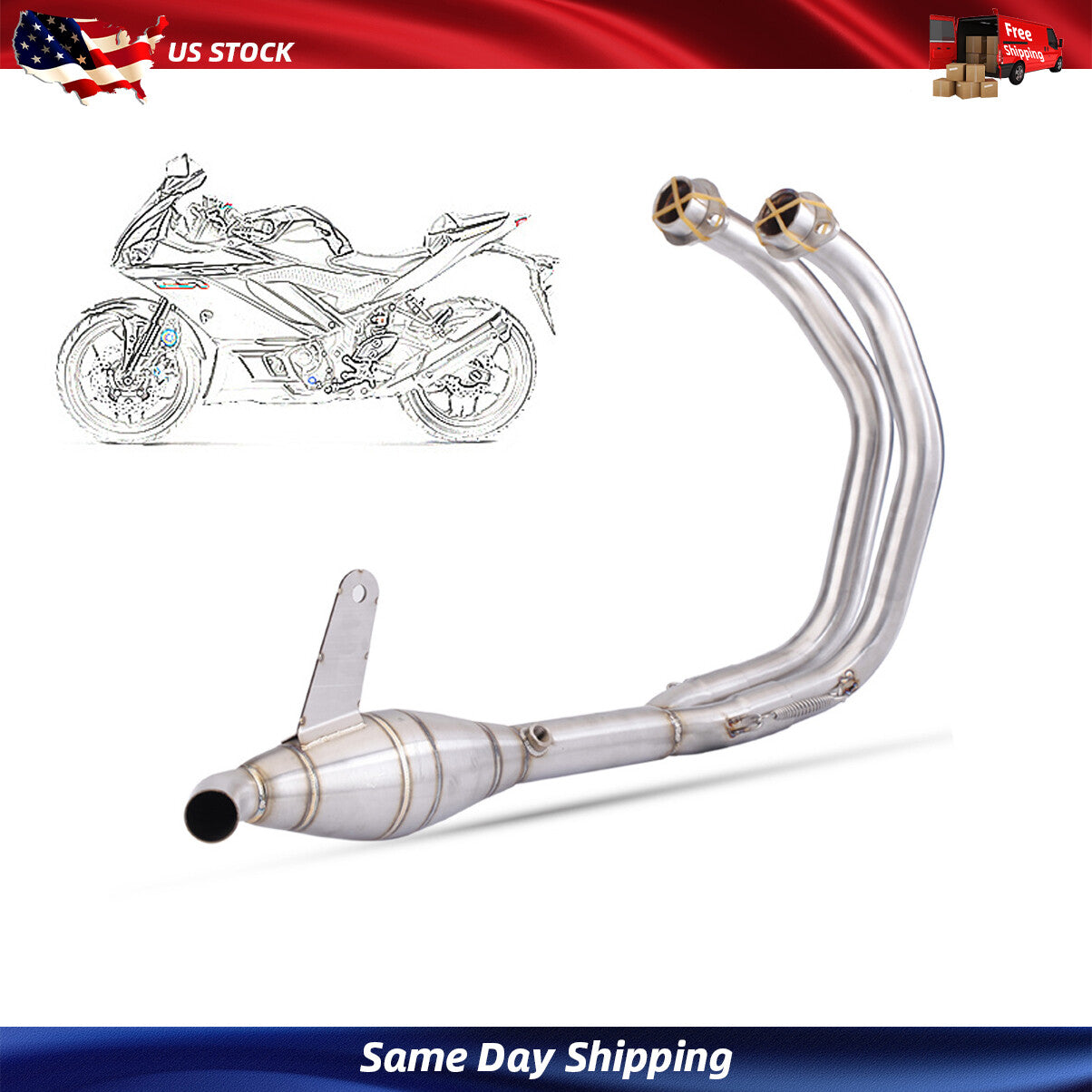 Modified Exhaust Connected Header Front Pipe Link System for Yamaha YZF R3 MT-25