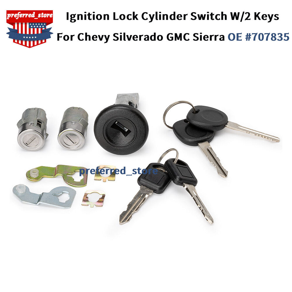 IGNITION CYLINDER & 2 Door Lock Set - 2 identical keys for matching locks. v