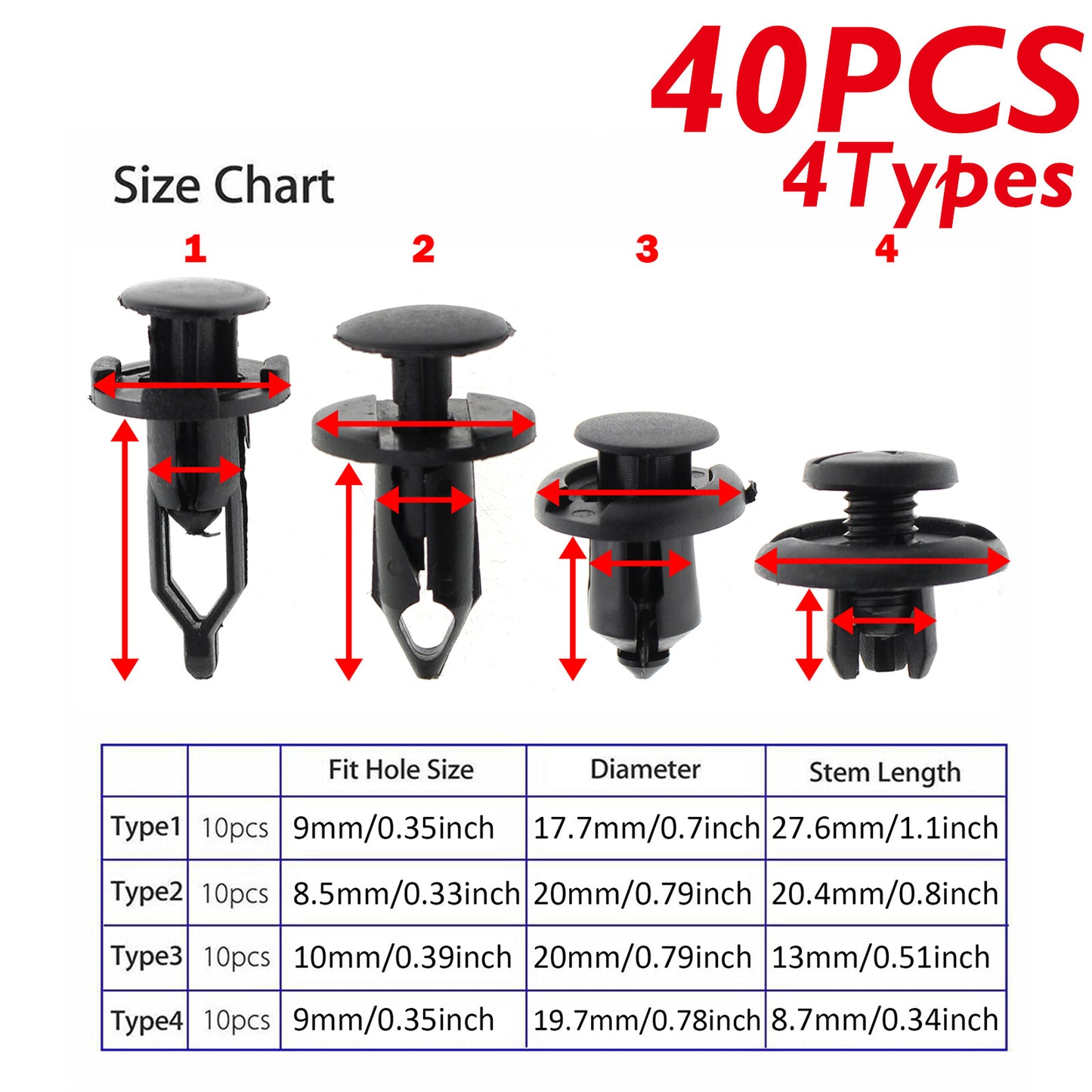 40PCS Car Push Retainer Pin Bumper Rivet Trim Moulding Clip Kit for Mercury for Mini