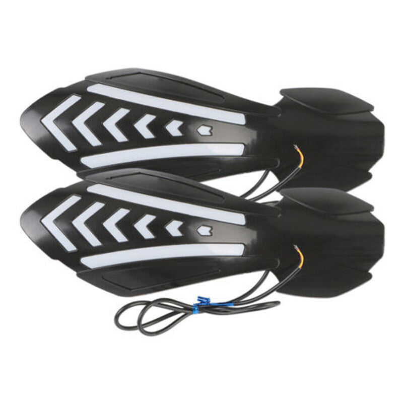 Pair Motorcycle Hand Guard Windshield Protection Shield LED Turn Signal Light v