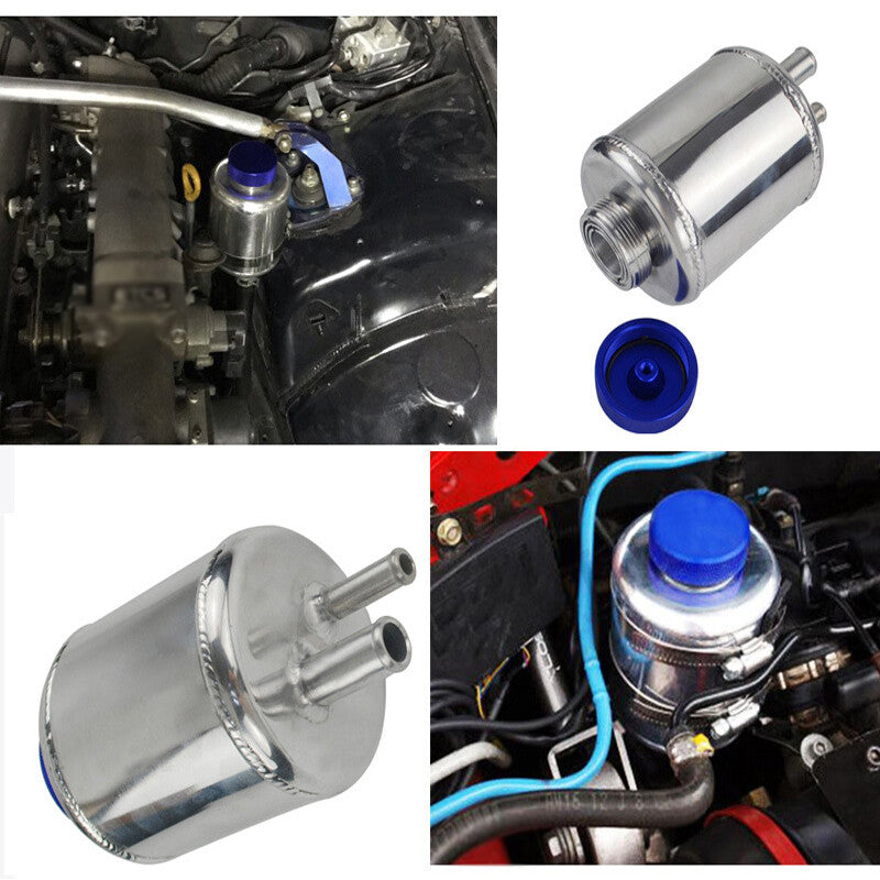 Universal Aluminum Car Auto Power Steering Fluid Reservoir Tank Clamps Silver v