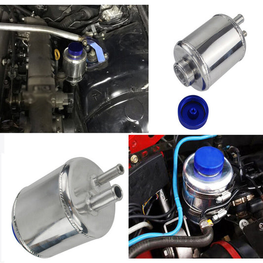 Universal Aluminum Car Auto Power Steering Fluid Reservoir Tank Clamps Silver v