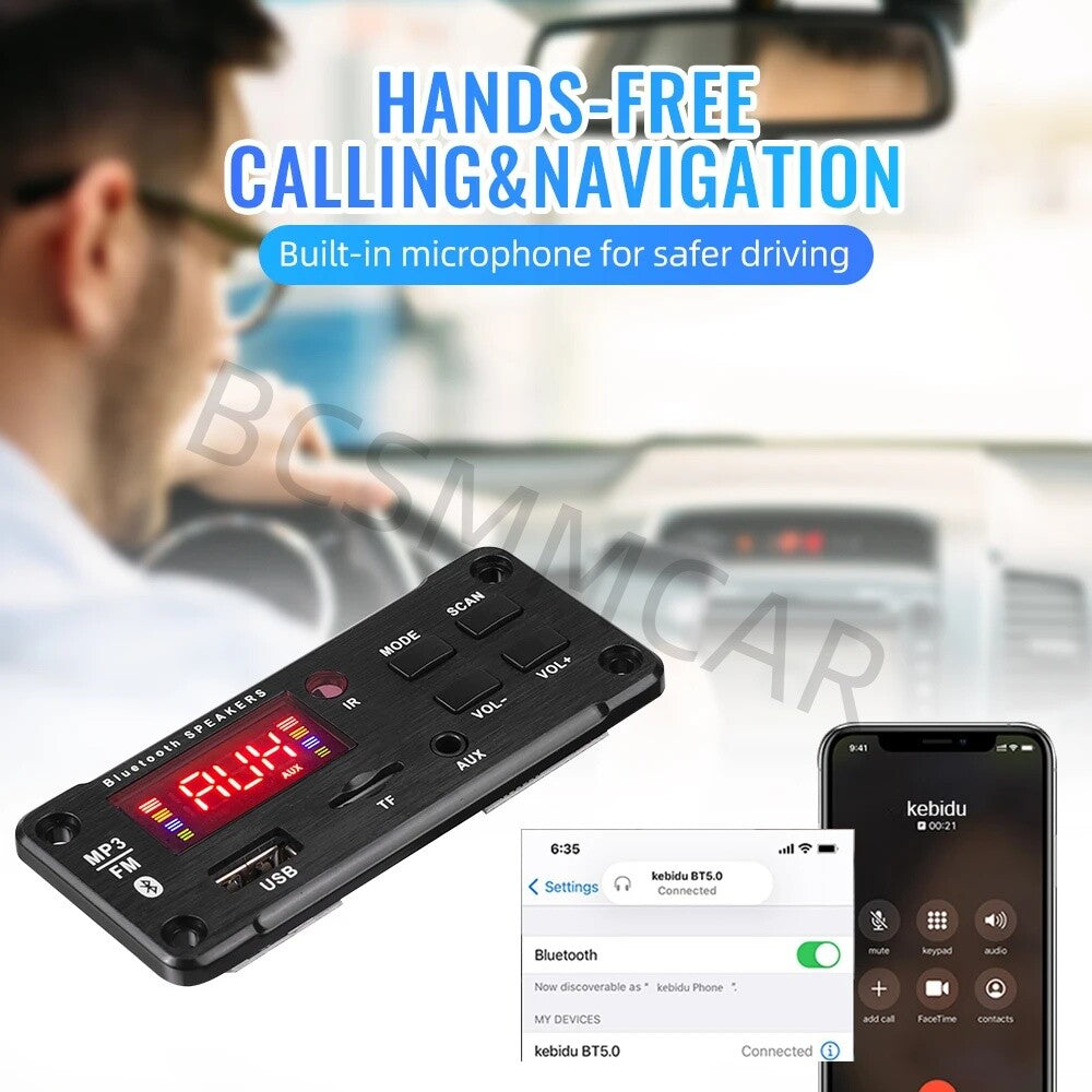Car FM Radio Module Bluetooth Speaker MP3 Decoder Board USB TF FM Music Parts