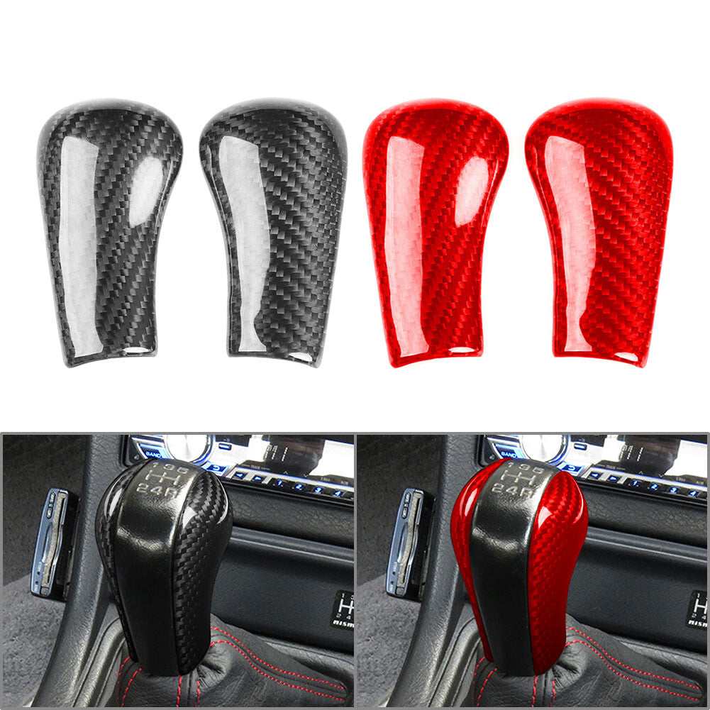2Pcs Carbon Fiber Console Gear Shift Knob Cover fits for Nissan GTR R32 R33 R34 Q