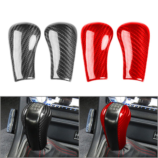 2Pcs Carbon Fiber Console Gear Shift Knob Cover fits for Nissan GTR R32 R33 R34 Q