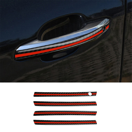 4Pcs Red Carbon Fiber Exterior Door Handle Cover Trim for Audi for A4 L for A5 2017-2022