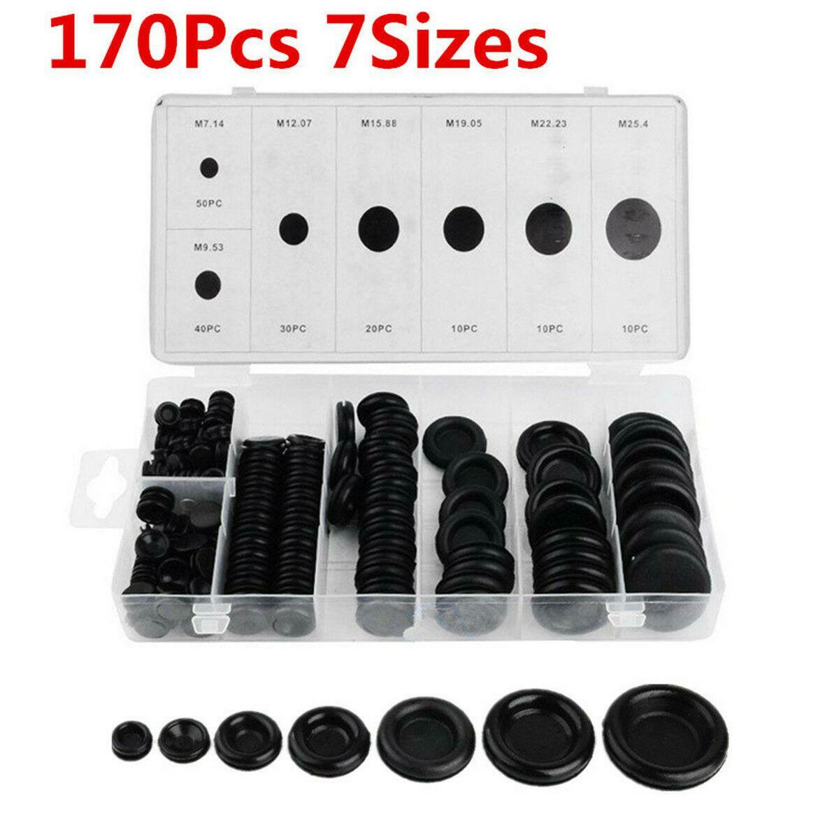 Rubber cable ring firewall plug kit, 170 pieces, automotive 7-yard electrical wiring gaskets - n