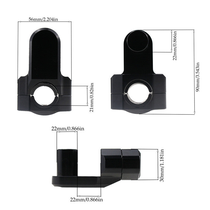 2-Piece Motorcycle Handlebar Clip Stem Adapter for 7/8 to 1 Inch Off-Road Bikes and All-Terrain Vehicles - Black n