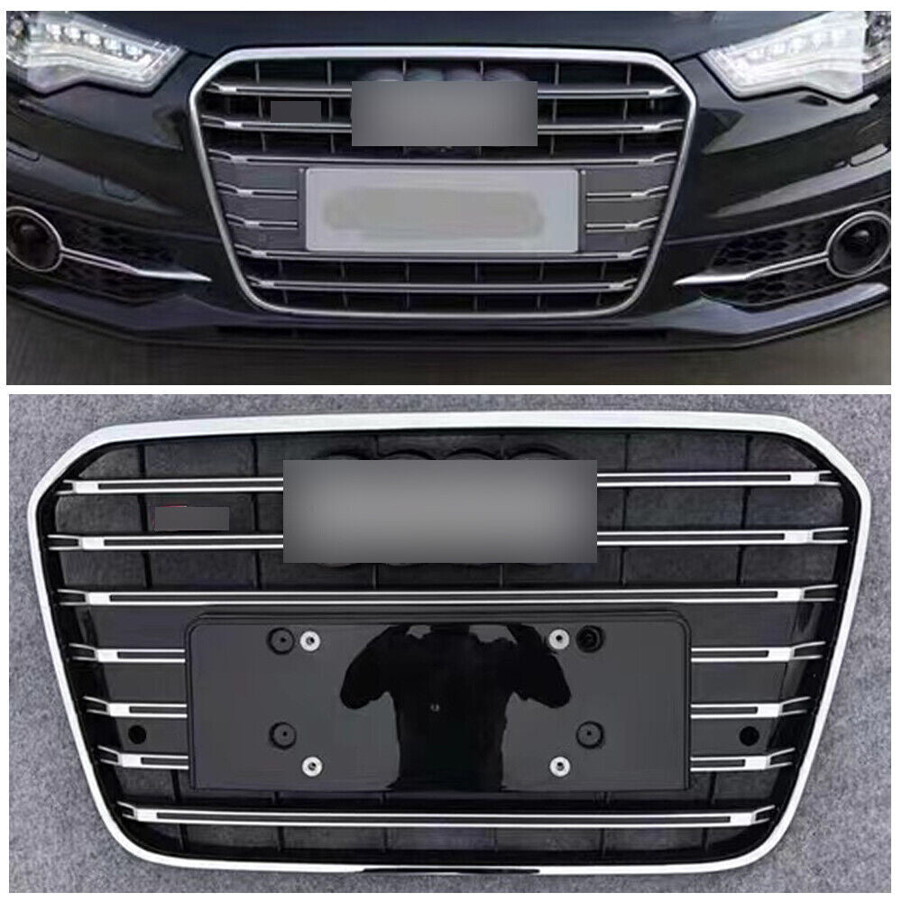 Front Grille Bumper Grill+Fog Light Lamp Frame W/ACC Fit for Audi A6C7 2012-2015