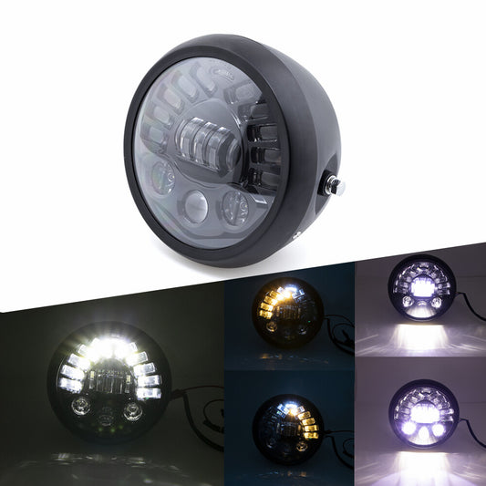 Black Motorcycle 7 LED Headlight High Low Beam for Yamaha Victory Cafer Racer Q