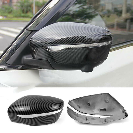 Replace for Nissan Rogue Sport 2017-2021 Carbon Fiber Look Rear view Mirror Trim