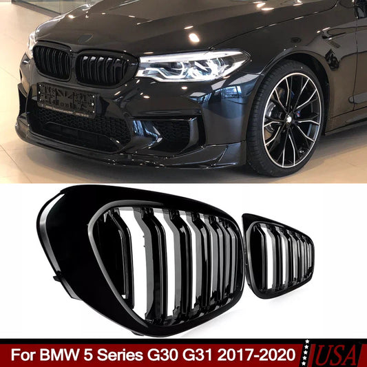 Gloss Black Grill for BMW 5 Series G30 G31 530i 2017-2020 Front Kidney Grille