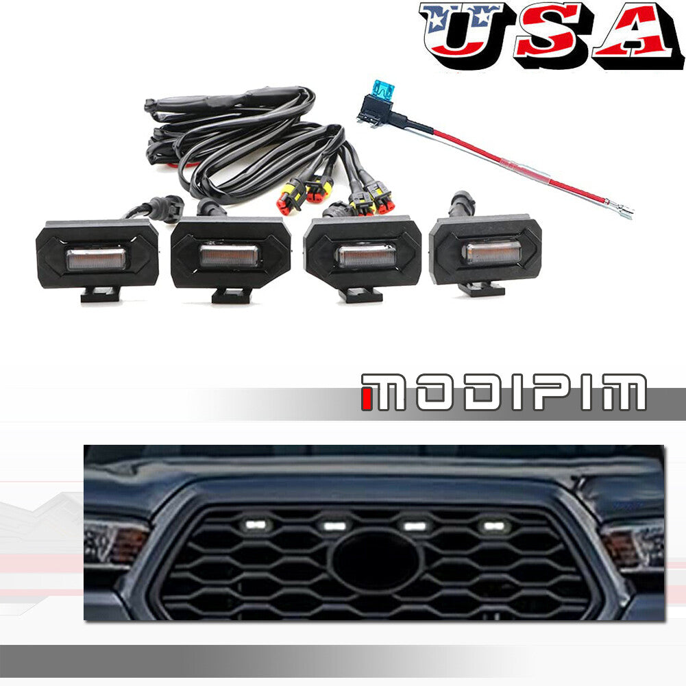 Front bumper cover grille LED light strip harness set suitable for Tacoma 2020-2022 white- v