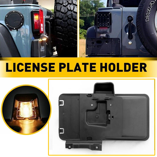 Rear License Plate Holder w/ Light Tag Bracket Fits for Jeep for Wrangler JK JKU 2007-17 Q