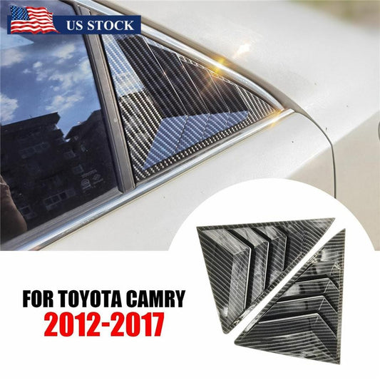 2PCS Car Rear Side Window Quarter Louver Cover Black For 2012-2017 for Toyota for Camry Q