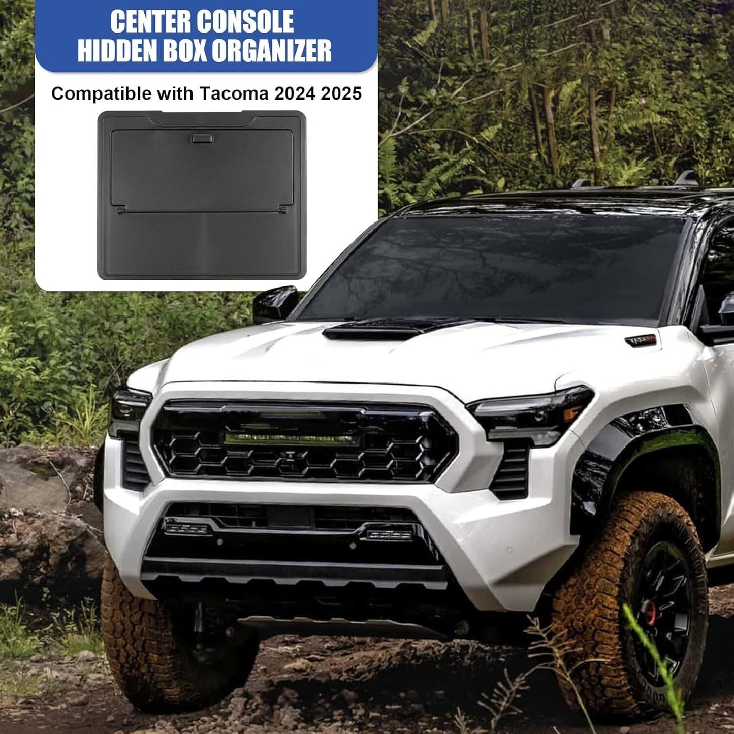 Hidden storage box in the center console, suitable for 2024-25 Tacoma armrest storage box. n