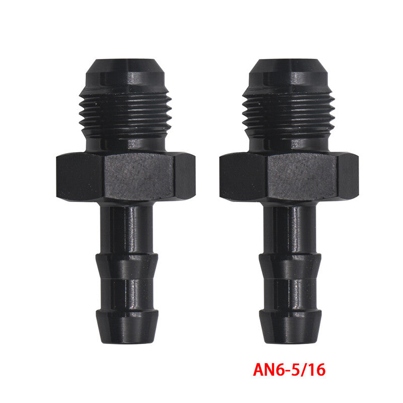 2-Piece AN6 6AN Male Flash to 5/16 Inch Hose Lever Push Lock Adapter Accessories Aluminum- n