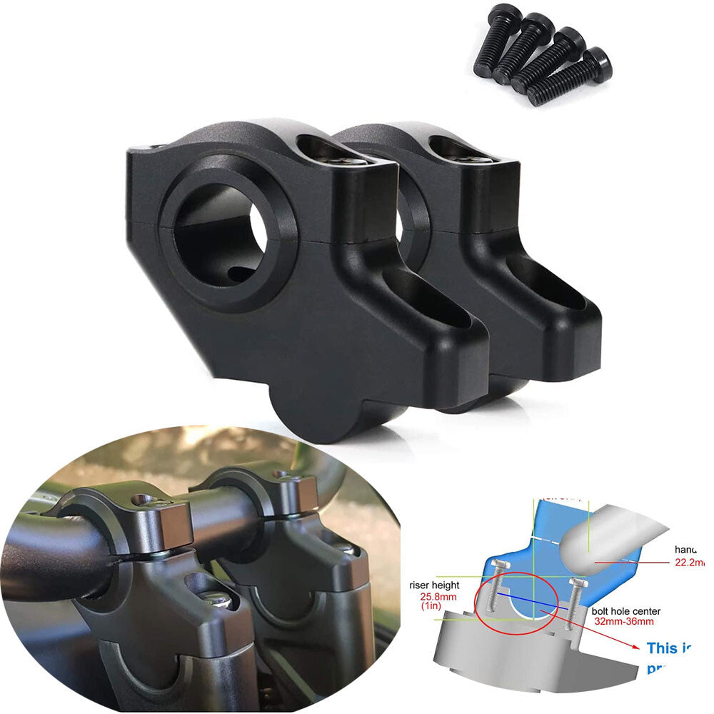 22mm 7/8 Handlebar Risers W/Clamps for Kawasaki 500R 650 250 300 ER-6N