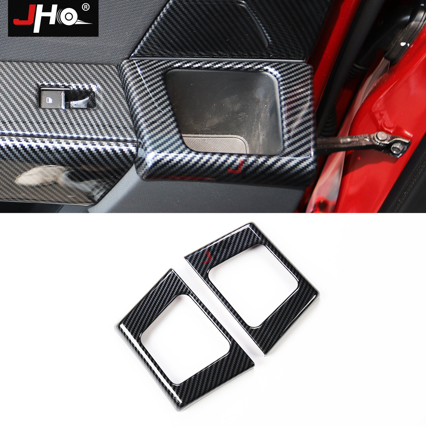 Carbon Fiber Rear Door Handle Cup Holder Panel Trims Frame for Ford F150 2021-23