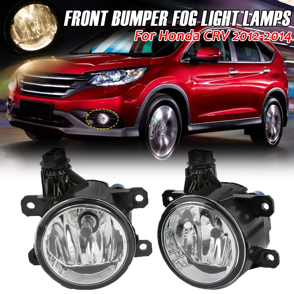 2-piece front bumper fog light clear strip with bulbs for Honda CRV 2012-2014 L+R
