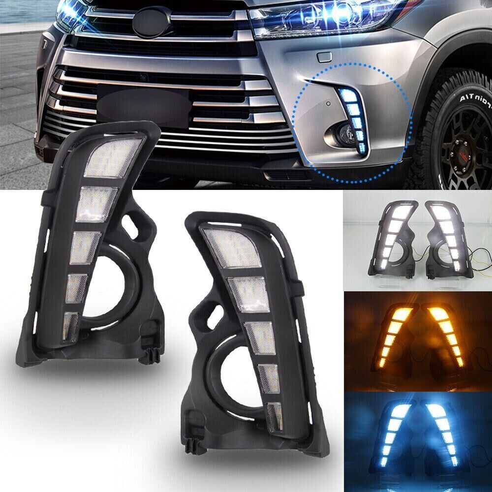 for Toyota Highlander 2017-2019 LED DRL Daytime Running Driving Light Fog Lamp Q