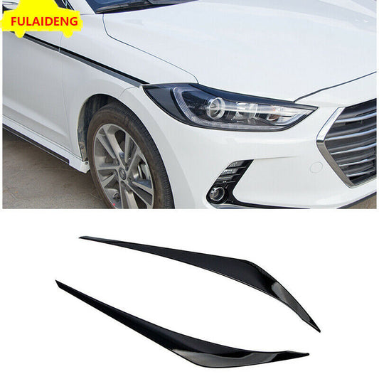 2P for Hyundai for Elantra 2016-2018 Black Headlight Lamp Eyelid Eyebrow Cover trim