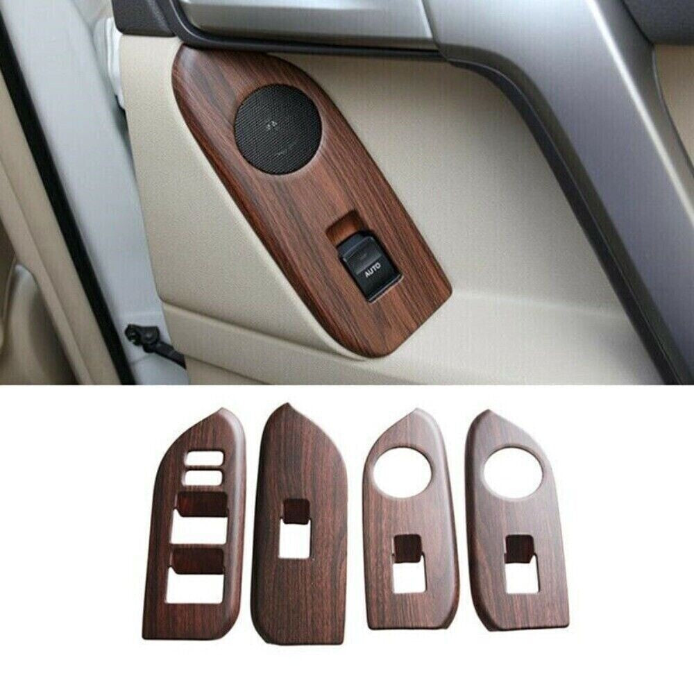 4x For Prado Fj150 2010-21 Wood Grain Door Window Switch Panel Cover Trim n