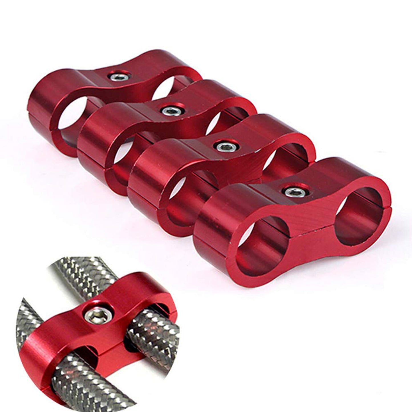 4Pcs 10AN Hose Separator Mounting Clamp Connector for Fuel Line Fitting Adapter