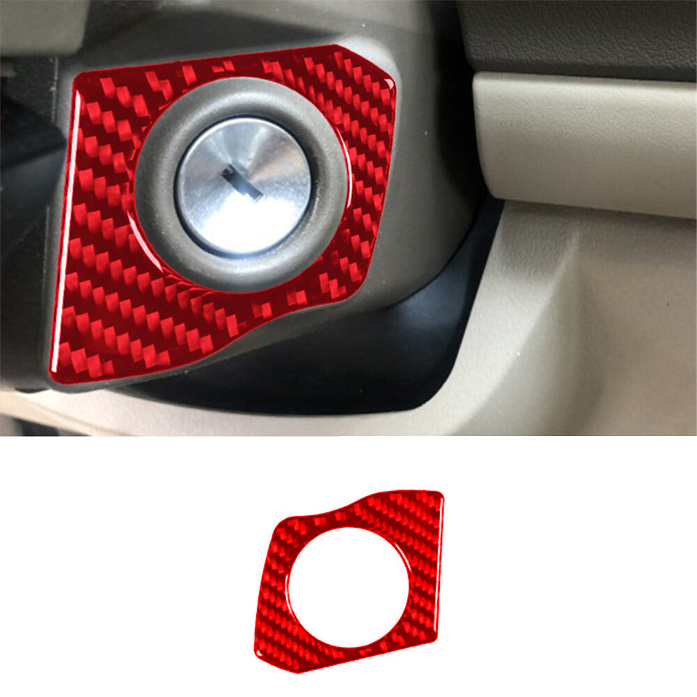 Red Carbon Fiber Engine Start Key Hole Frame Trim Cover for Jeep Liberty 2008-12