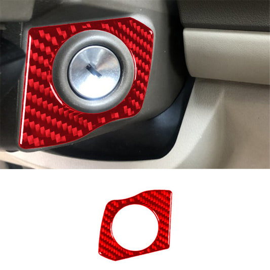 Red Carbon Fiber Engine Start Key Hole Frame Trim Cover for Jeep Liberty 2008-12