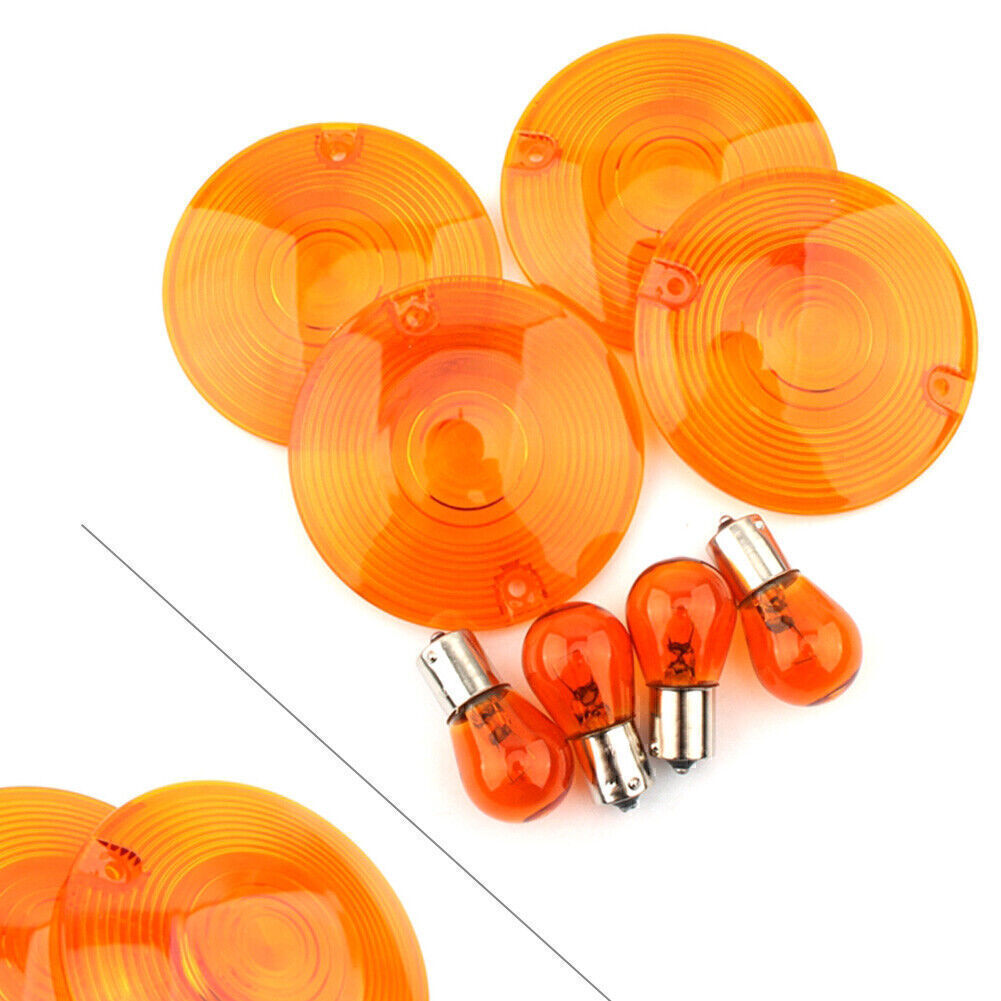 Turn Signal Light Cover Yellow Lens Amber Bulb Fit Heritage Softail FLST FLSTI Q