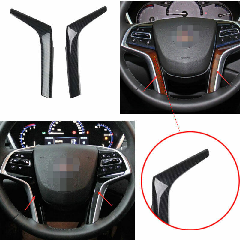2P Steering Wheel Strip Cover Trim ABS Carbon Fiber Fit for Cadillac SRX 2010-15