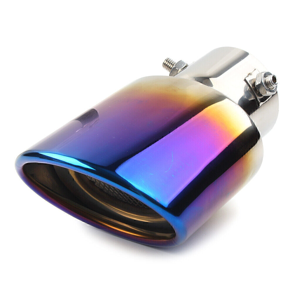 Car Blue Stainless Steel Rear Exhaust Pipe Tail Muffler Tip Round Accessories Q