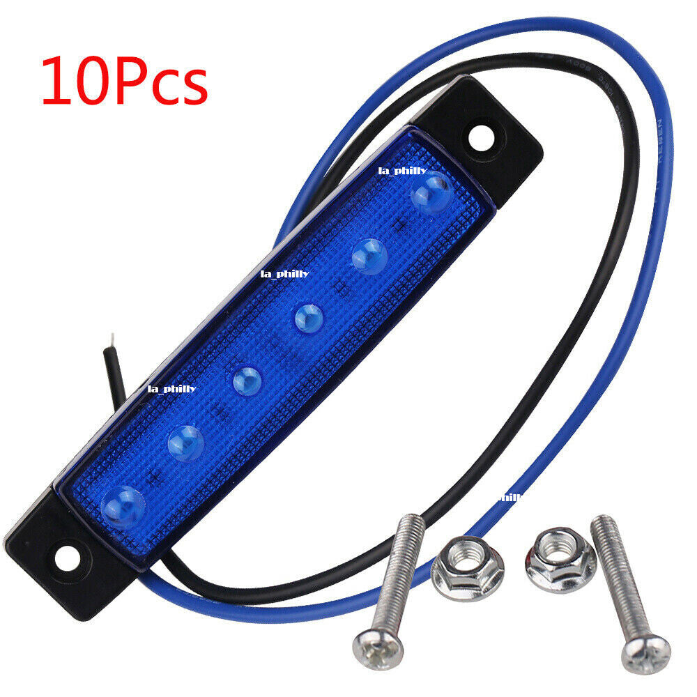 10Pcs 24V 6LED Side Marker Indicators Lights Lamps Truck Trailer Bus Lorry-Blue Q