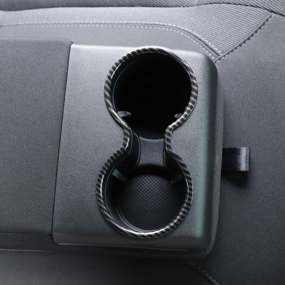 For 2011-2023 for Dodge Charger Carbon Rear for Seat Armrest Cup Holder Cover Trim Ring v