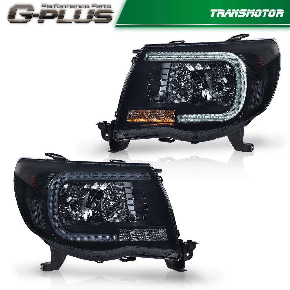 Suitable for 2005-2011 Tacoma 1 dual-smoke LED tube DRL headlight smoke- v